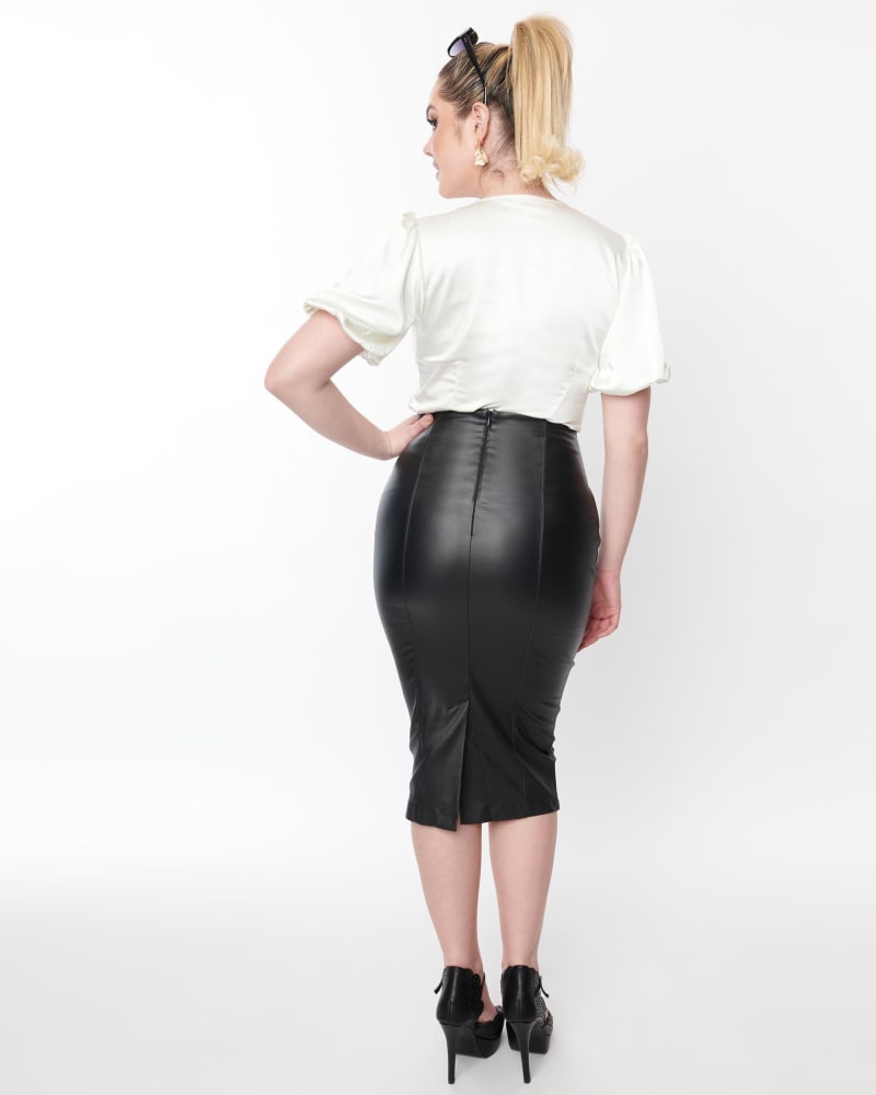 Black leather pencil skirt 3xl hot sale